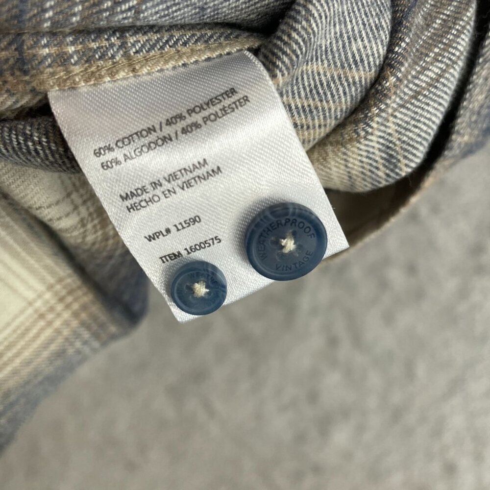NEW Weatherproof Vintage Men's M Plaid Button-Down Shirt Long Sleeve Blue/Beige - Picture 8 of 9